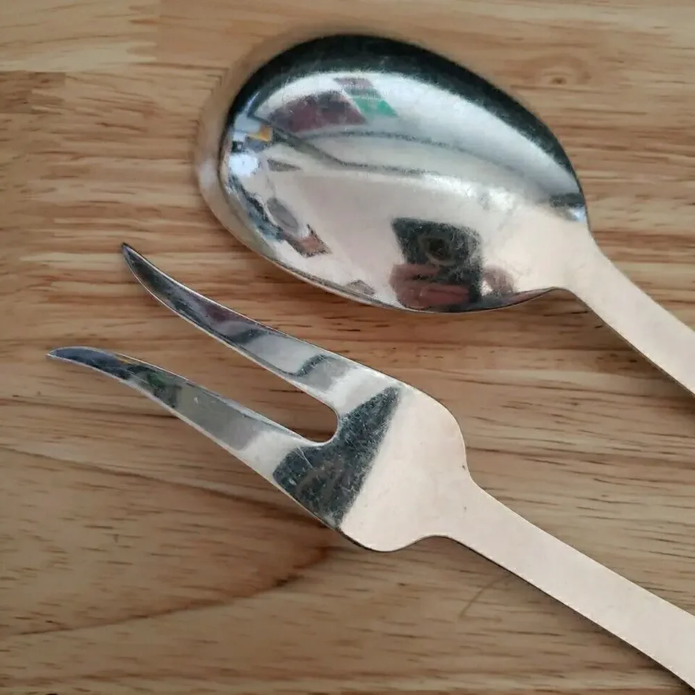 Serving Flatware Set Fork and Spoon Scrolling Leaves Design 60 GP Teapot Mark